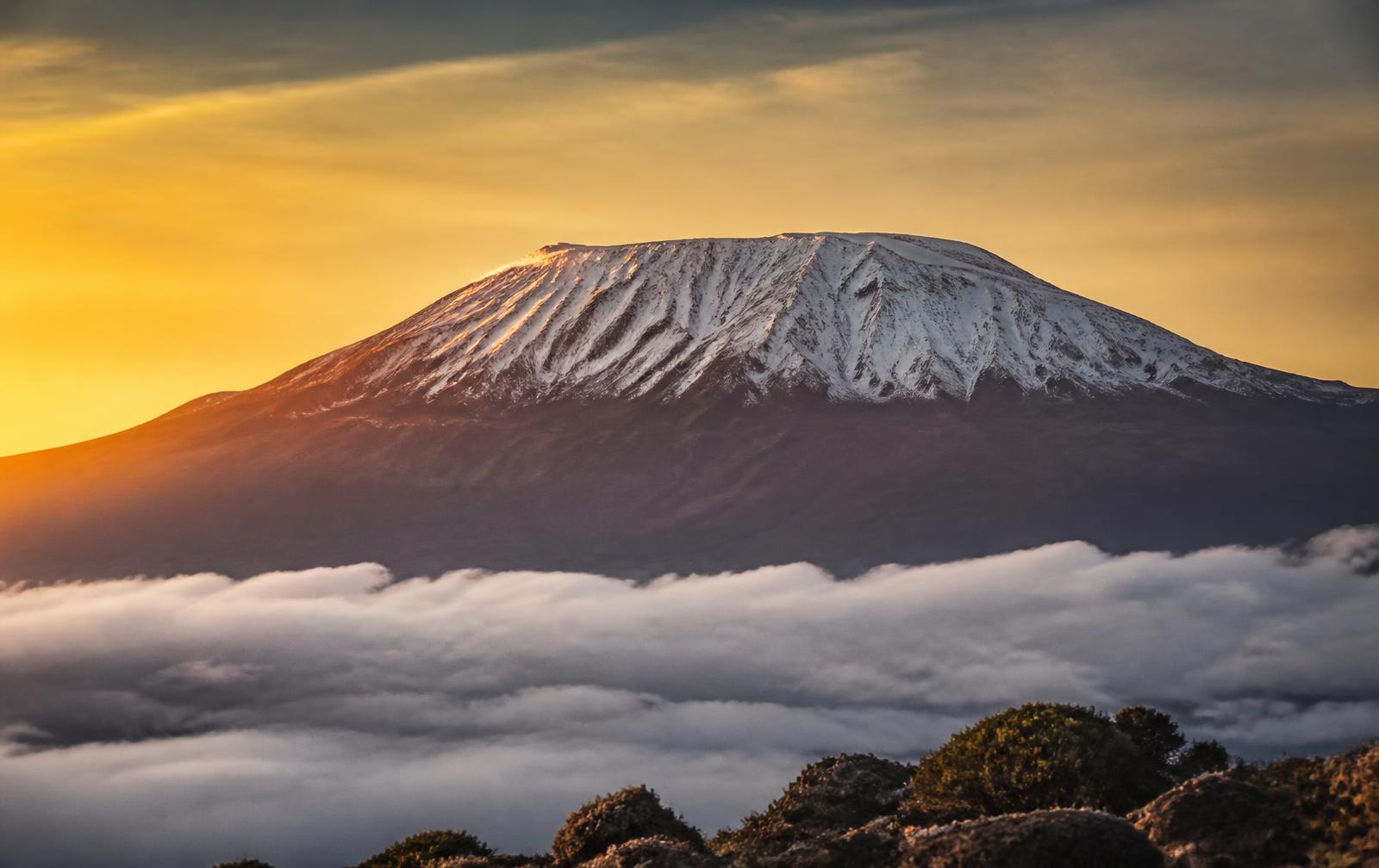 Climbers approaching the summit of Mount Kilimanjaro